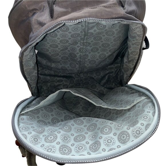 Kipling Gray Monkey Charm Adjustable Straps Trolley Handle Wheeled Backpack Sz M - Picture 5 of 16